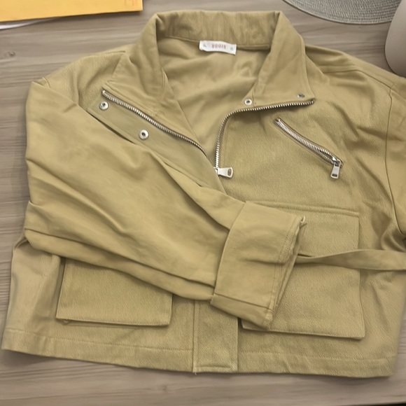 Eggie Cropped Blazer Jacket - Khaki - Size Medium - Picture 3 of 4